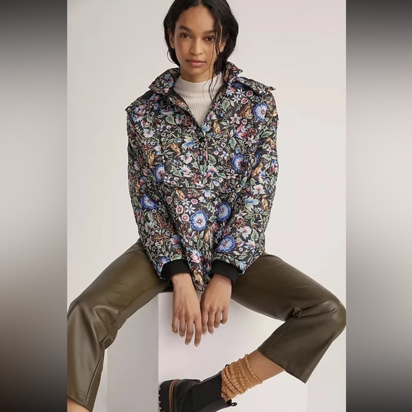 NWT Anthropologie Maeve Floral Puffer Jacket - Size Large - Picture 1 of 5